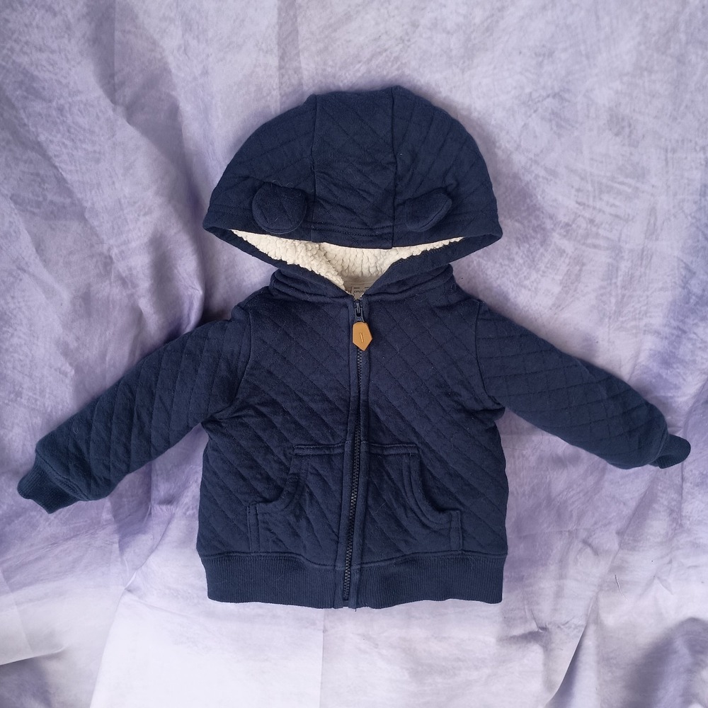 Simple Joys by Carter's Sherpa Fleece Navy Bear‎ Zip Hoodie